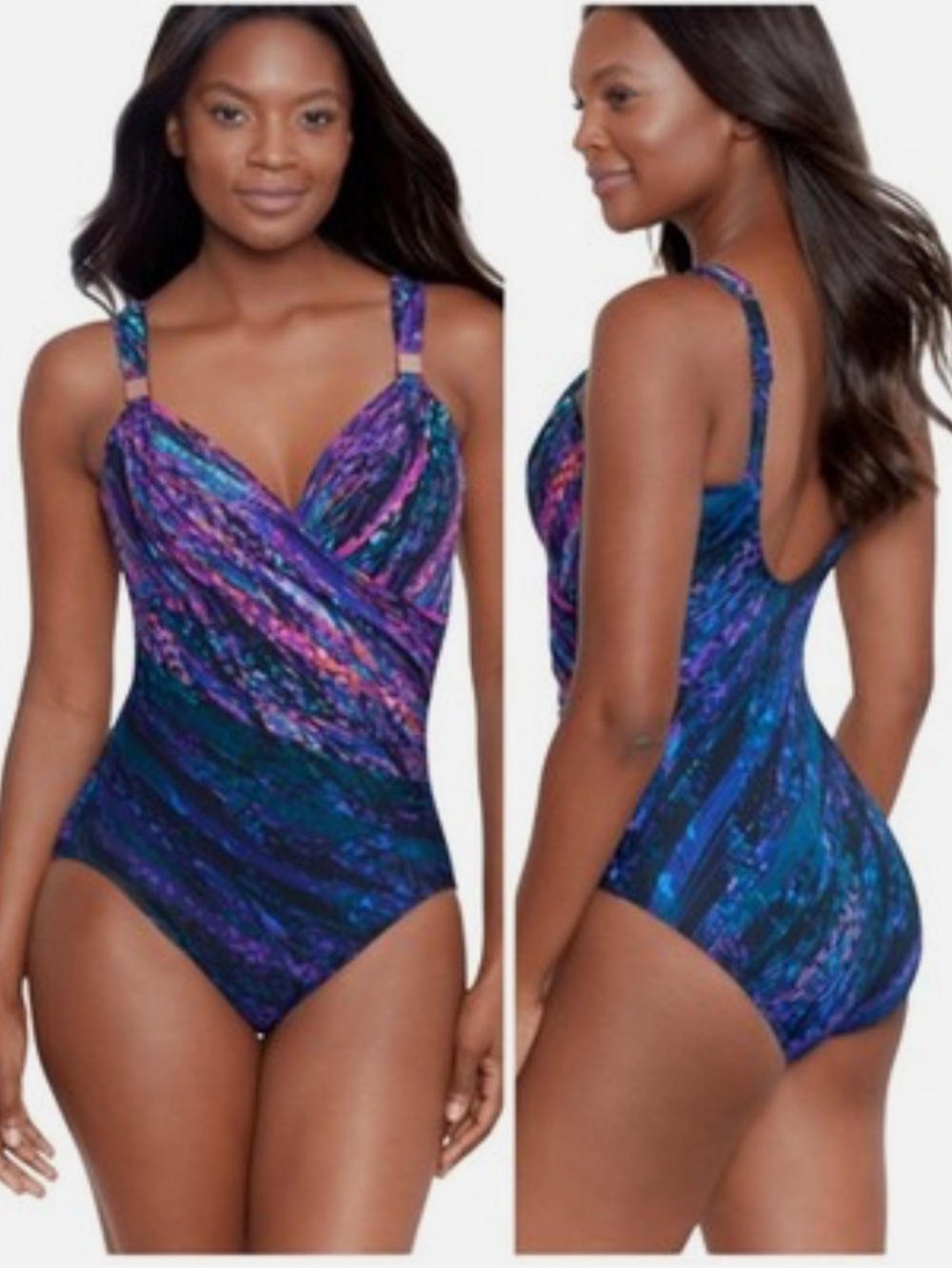 Miraclesuit Mood Ring Siren OnePiece Underwire Swimsuit SZ 8 Multicolor